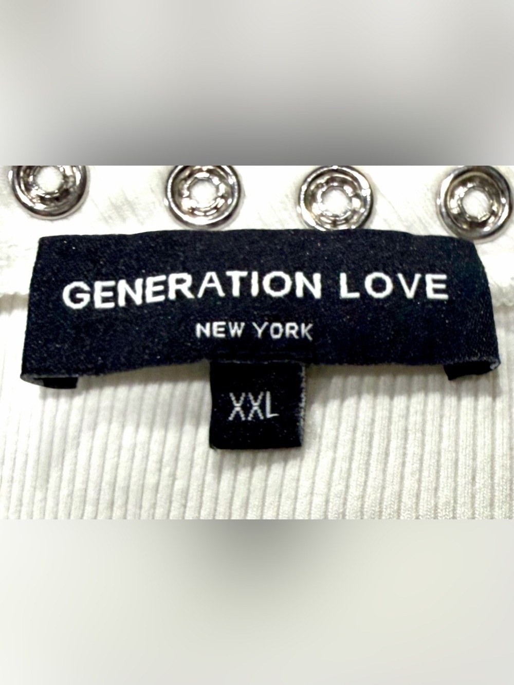 Generation Love White Ribbed Zip Back Rhinestone Top - Picture 3 of 13